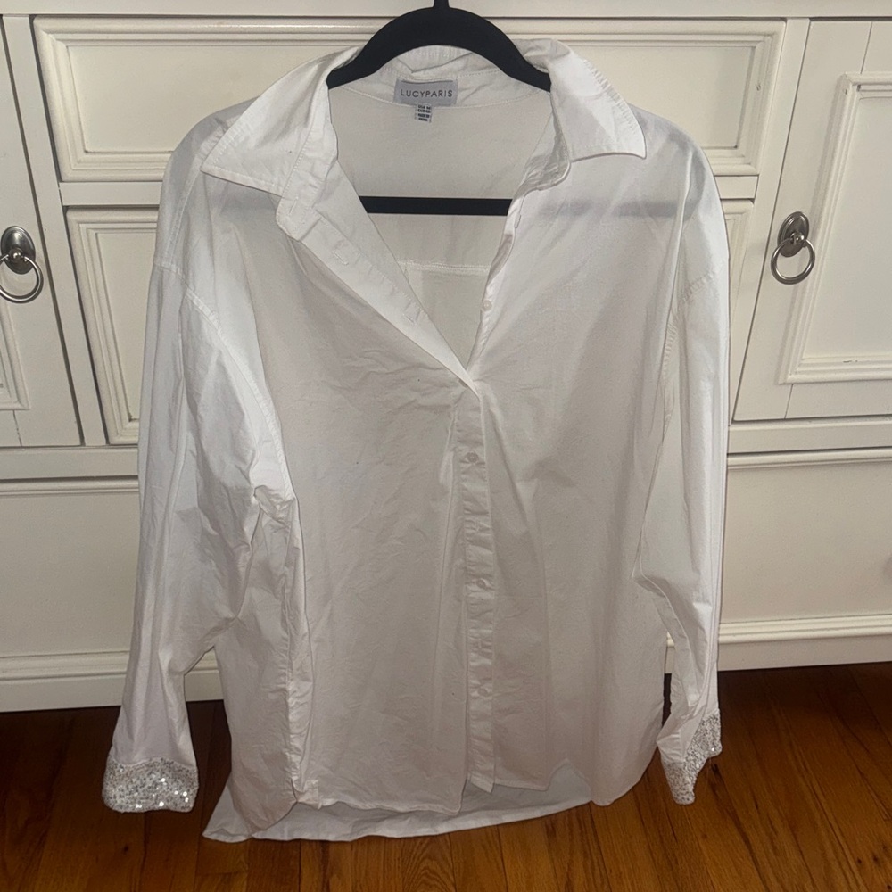 Lucy Paris White Collared Button Shirt